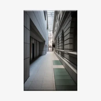 لوحة معمارية - ممر حديث - ألوان محايدة - هادئ - لوحات فن عصري - لوحات كانفاس