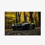 لوحة سيارات - سيارة رياضية - أشجار صفراء - دافئ - لوحات فنية مودرن - لوحات كانفاس، لوحات جدارية