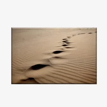 لوحة طبيعة هادئة - آثار أقدام على الرمال - ألوان دافئة - هادئ - لوحات طبيعة - لوحات كانفاس